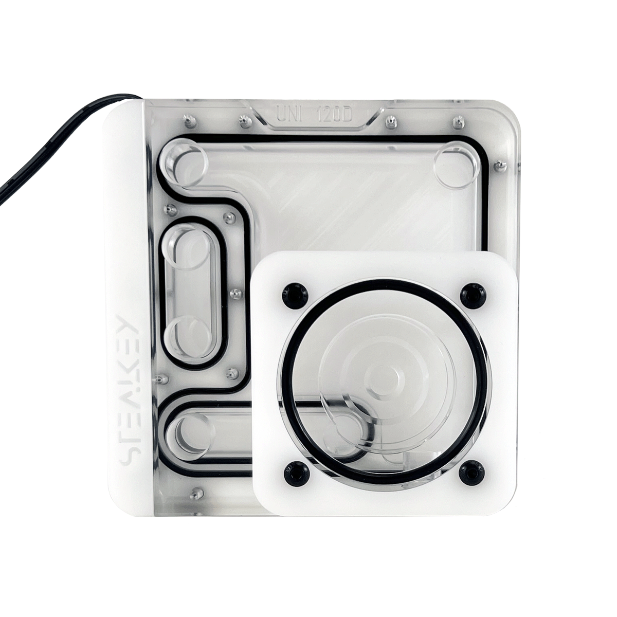 SK-UNI 120D Distroplate - D5 PWM D-RGB - White Edition - Stealkeycustoms.de