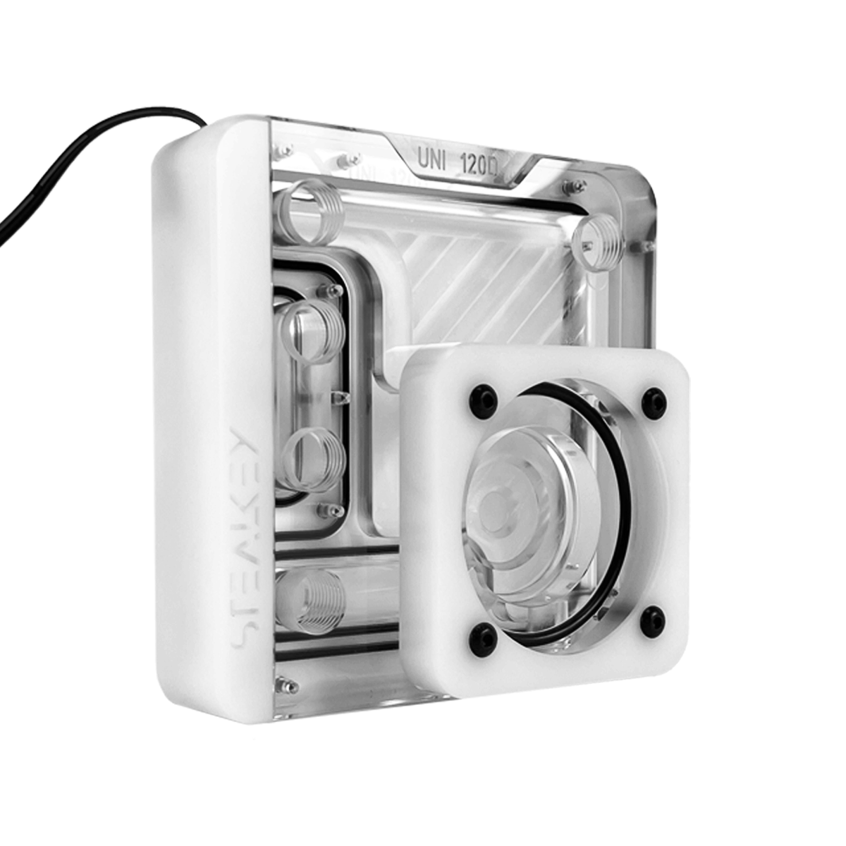 SK-UNI 120D Distroplate - D5 PWM D-RGB - White Edition - Stealkeycustoms.de
