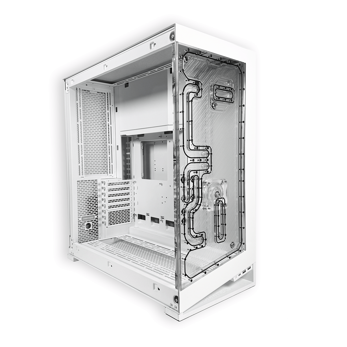 Stealkey NV9 Distroplate montiert im Phanteks NV9 Gehäuse mit Custom Wasserkühlung