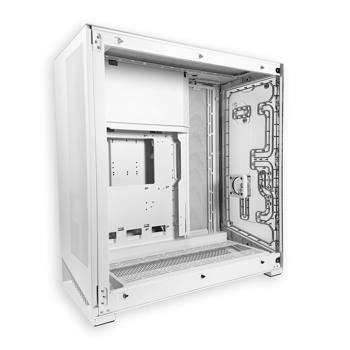 Stealkey NV9 Distroplate montiert im Phanteks NV9 Gehäuse mit Custom Wasserkühlung