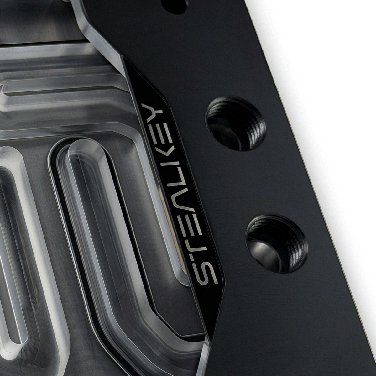 Nahaufnahme der Jetplate und Kupferfinnen im SC CenPro AM5 CPU Waterblock AMD